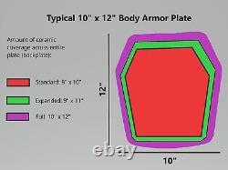 NIJ Level 3+ 8X10 FULL Coverage Swimmer's Cut Ceramic Armor Plate Made in USA