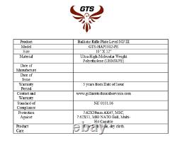 NIJ Level III Hard Armor UHMWPE 10x12 Lightweight Rifle Plate FAST USA Shipping