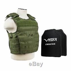 NcStar OD Expert Plate Carrier & 2 10X12 Shooters Cut UHMWPE Ballistic Plates