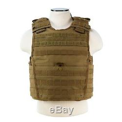 NcStar TAN Expert Plate Carrier & 2 11X14 Shooters Cut UHMWPE Ballistic Plates