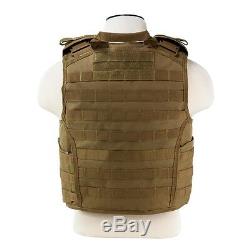 NcStar TAN Expert Plate Carrier & 2 11X14 Shooters Cut UHMWPE Ballistic Plates