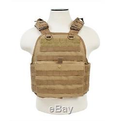 NcStar TAN Plate Carrier & 2 10X12 Shooters Cut Soft UHMWPE Ballistic Plates