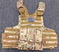 New Camo Multicam Tactical Vest Plate Carrier With Plates- 2 8x10 curved Plates