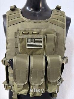 New Tactical Plate Carrier FREE BULLETPROOF 3a Inserts BODY ARMOR With Pouches