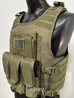 New Tactical Plate Carrier FREE BULLETPROOF 3a Inserts BODY ARMOR With Pouches