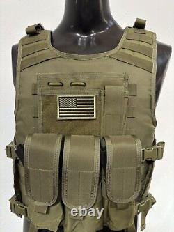 New Tactical Plate Carrier FREE BULLETPROOF 3a Inserts BODY ARMOR With Pouches