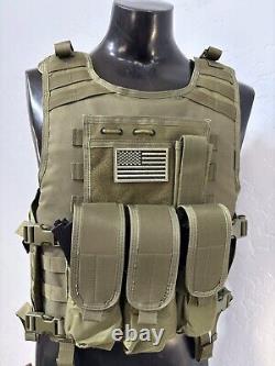 New Tactical Plate Carrier FREE BULLETPROOF 3a Inserts BODY ARMOR With Pouches