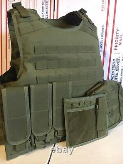 New Tactical Plate Carrier FREE BULLETPROOF 3a Inserts BODY ARMOR With Pouches