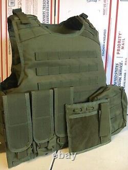 New Tactical Plate Carrier FREE BULLETPROOF 3a Inserts BODY ARMOR With Pouches