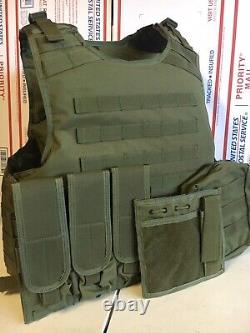 New Tactical Plate Carrier FREE BULLETPROOF 3a Inserts BODY ARMOR With Pouches