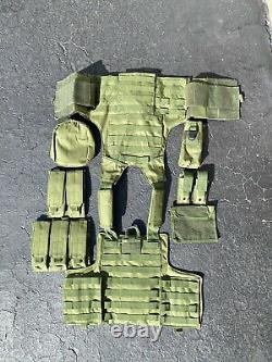 OD Tactical Vest GREEN Plate Carrier With 2 10x12 Curved PLATES & Side plates