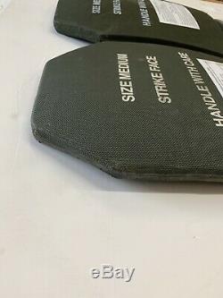 Pair of 2 Medium 9.5 x 12 curved body armor plates LEVEL III+plus 2 side Plates