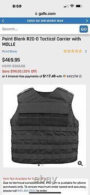 Plate Carrier Galls Vest Bulletproof BODY Armor Blk Sm Lng