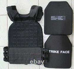 Quick release Black tactical vest carrier +2PCS III Ceramic Plates (one size)