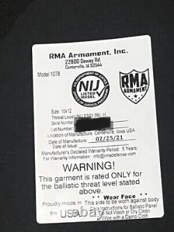 RMA Armament Level III Single-Curve, Medium (Model 1078) NIJ. 06 Tested NEW