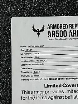 Red Rock Outdoor Gear, AR500 Level III+ Body Armor, Level III Abdomen Black
