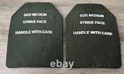 SET of 2 Green Level III ballistic body armor plates rated apm2 size MEDIUM