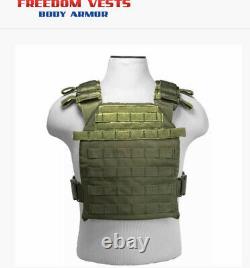 Sentry Ar500 10x12 Level III Plate Carrier Green Body Armor Bullet Proof Vest