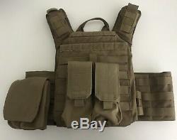 Shellback Tactical Coyote Tan Plate Carrier With AR 500 Plates plus extra Pouches
