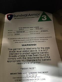 Survival Armor Level 3 Body Armor Stab Resistant Vest SM/MD D-7