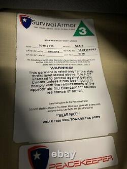 Survival Armor Level 3 Stab Resistant Body Armor Tactical Vest Womens Med-LG E10
