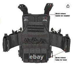 Tactical Bulletproof Vest with Level III AR500 Curved Steel Plates & Trauma Pads