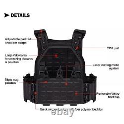 Tactical Bulletproof Vest with Level III AR500 Curved Steel Plates & Trauma Pads