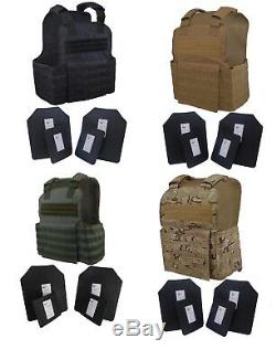 Tactical Scorpion 4 Pc Level III+ / AR500 Body Armor Plates Muircat Molle Vest