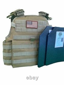 Tactical Vest COYOTE FDE Tan Plate Carrier With 2 10x12 Curved PLATES IN STOCK