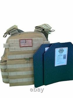 Tactical Vest COYOTE FDE Tan Plate Carrier With 2 10x12 Curved PLATES IN STOCK