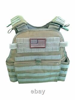 Tactical Vest COYOTE FDE Tan Plate Carrier With 2 10x12 Curved PLATES IN STOCK