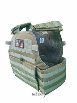 Tactical Vest COYOTE FDE Tan Plate Carrier With 2 10x12 Curved PLATES IN STOCK