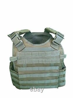 Tactical Vest COYOTE FDE Tan Plate Carrier With 2 10x12 Curved PLATES IN STOCK