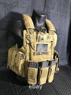 Tactical Vest COYOTE Tan Plate Carrier With 2 8x10 Curved PLATES IN STOCK