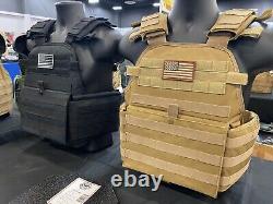 Tactical Vest COYOTE Tan Plate Carrier With 2 8x10 Curved PLATES IN STOCK