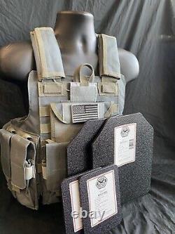 Tactical Vest Grey Blue Plate Carrier Military Rig- 10x12 Plates With side Plates