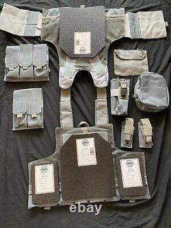 Tactical Vest Grey Blue Plate Carrier Military Rig- 10x12 Plates With side Plates