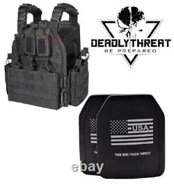 Urban Assault Black Storm Tactical Vest Plate Carrier Level III+ Ceramic Armor