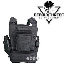 Urban Assault Black Storm Tactical Vest Plate Carrier Level III+ Ceramic Armor