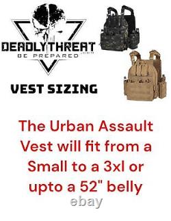 Urban Assault Black Storm Tactical Vest Plate Carrier W Level III+ Ceramic Armor