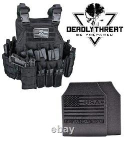 Urban Assault Black Storm Tactical Vest Plate Carrier With Level III Armor Plates