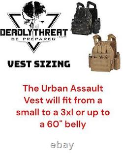 Urban Assault Black Storm Vest Plate Carrier Level III Green Armor W Side Plates