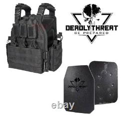 Urban Assault Black Storm Vest Plate Carrier With Level III+ Armor Plates