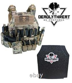 Urban Assault Camo 7 Tactical Vest Plate Carrier With Level III Armor Plates