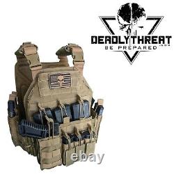 Urban Assault Tan Tactical Vest Plate Carrier With Level III+ Ceramic Armor Plates