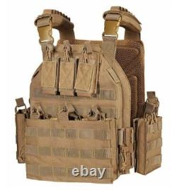 Urban Assault Tan Tactical Vest Plate Carrier With Level III+ Ceramic Armor Plates