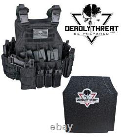 Urban Black Storm Tactical Vest Plate Carrier WithLevel III L3 Armor Plate