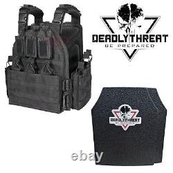 Urban Black Storm Tactical Vest Plate Carrier WithLevel III L3 Armor Plate