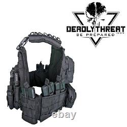 Urban Black Storm Tactical Vest Plate Carrier WithLevel III L3 Armor Plate