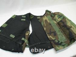 WOODLAND CAMOUFLAGE BODY ARMOR PLATE CARRIER BDU MADE WithKEVLAR INSERTS LGE VEST